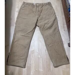 CARHARTT B10 BROWN DUCK QUILT LINED ZIP TO KNEE PANTS Suspended Buttons 44 X 32